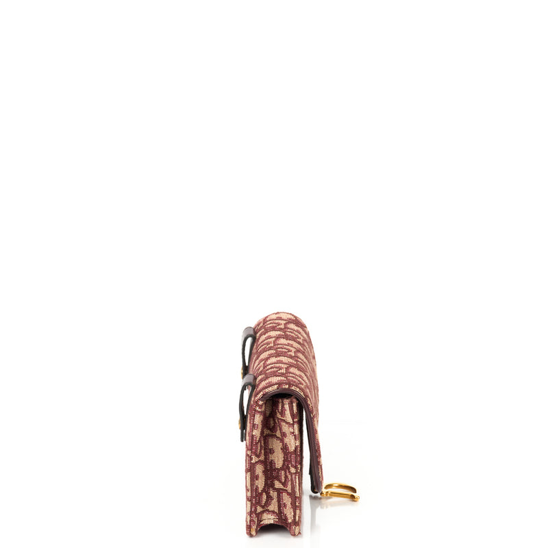 Picture of Christian Dior Mini Bag Saddle Belt Pouch in Burgundy, Oblique Jacquard Canvas