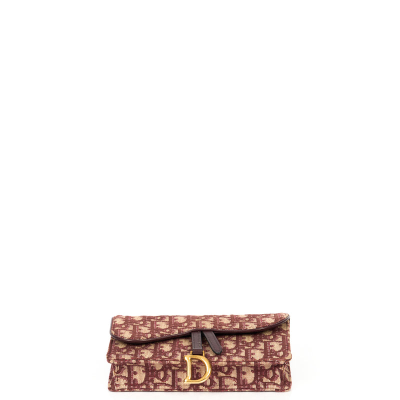 Picture of Christian Dior Mini Bag Saddle Belt Pouch in Burgundy, Oblique Jacquard Canvas