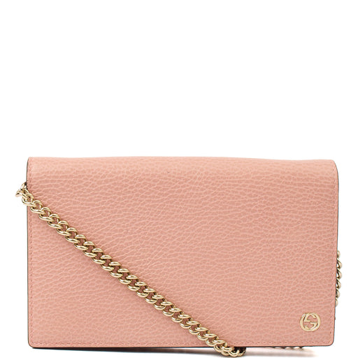 Picture of Gucci Cross Body Signature Wallet on Chain in Pink, Leather