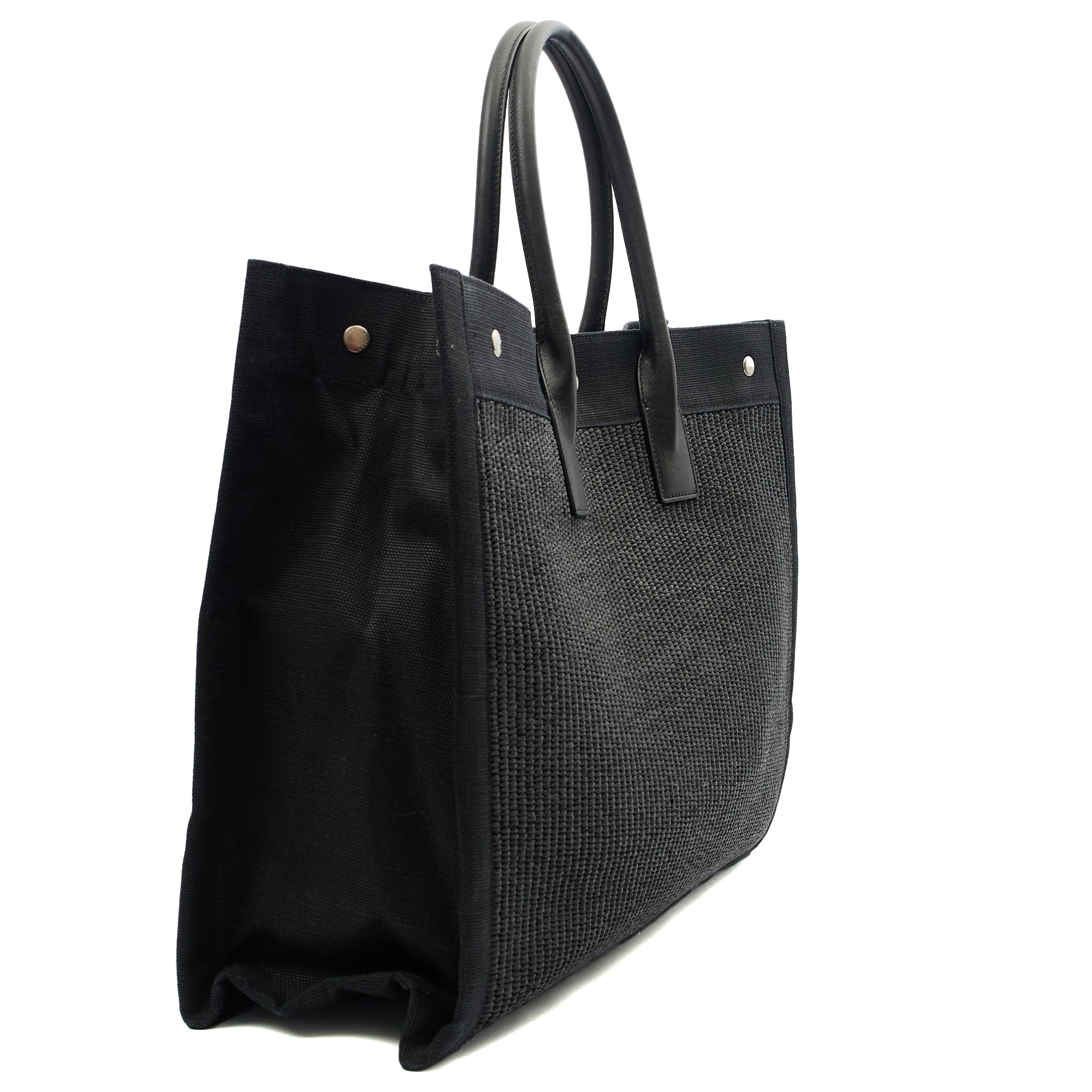 Saint Laurent Tote Rive Gauche Tote in Black, Fabric | The Handbag