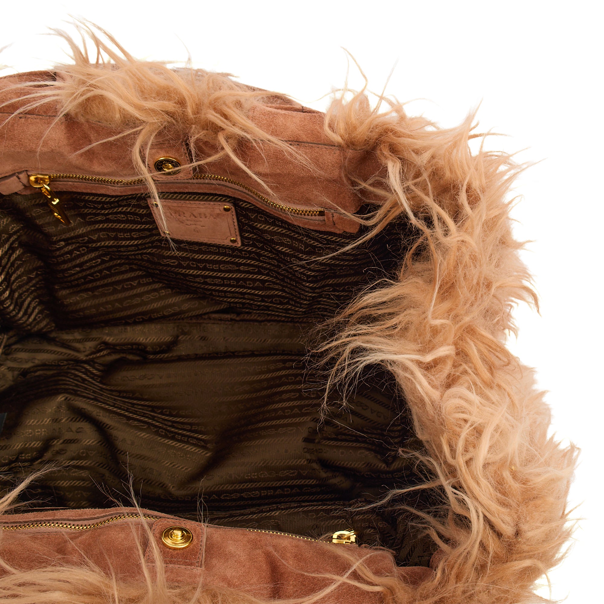 PRADA プラダ　リアル　ファー　バッグ Prada Tote Borsa a Mano Vitello Phenix in Brown, Faux Fur | The