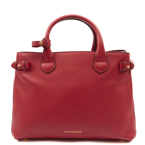 Picture of Burberry Tote Banner - Small in Red, Leather