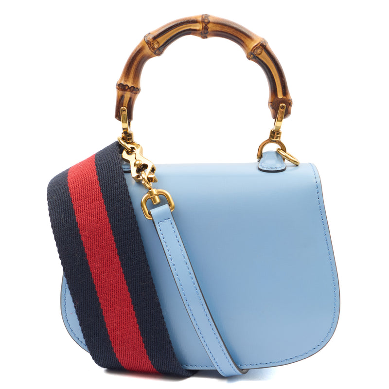 Picture of Gucci Top Handle Bamboo Top Handle in Blue, Patent Leather