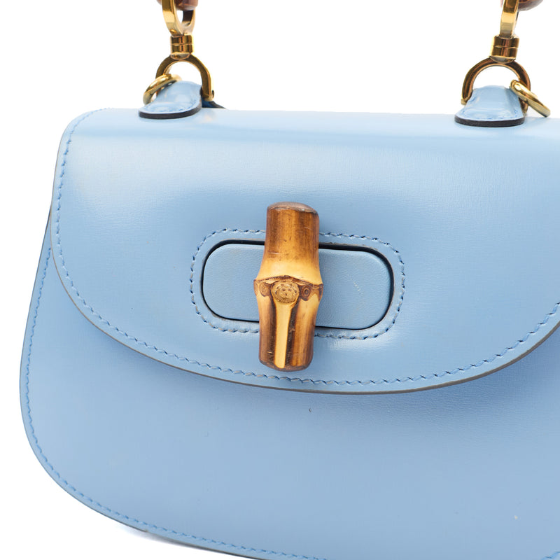 Picture of Gucci Top Handle Bamboo Top Handle in Blue, Patent Leather