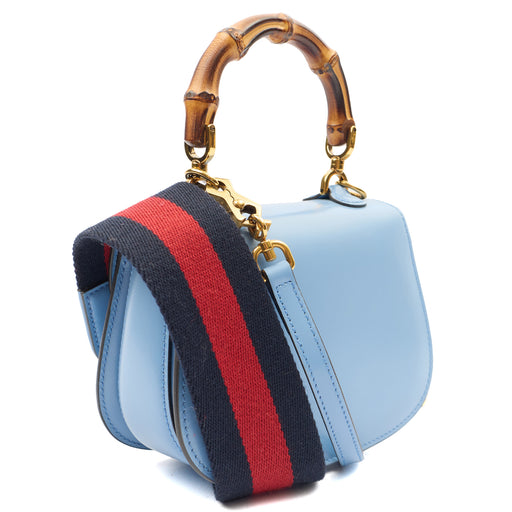 Picture of Gucci Top Handle Bamboo Top Handle in Blue, Patent Leather