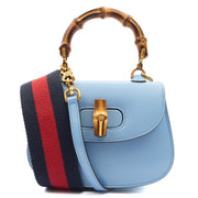Picture of Gucci Top Handle Bamboo Top Handle in Blue, Patent Leather
