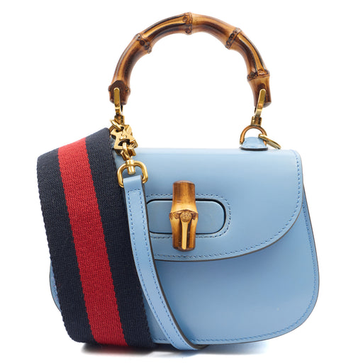 Picture of Gucci Top Handle Bamboo Top Handle in Blue, Patent Leather