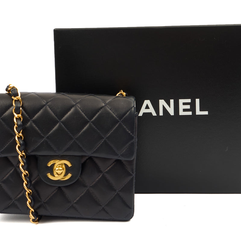 Picture of Chanel Cross Body Classic Single Flap - Mini in Navy, Lambskin Leather