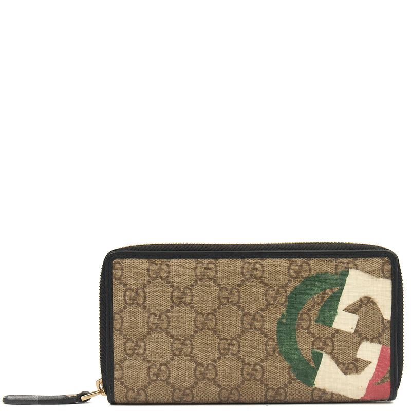 Picture of Gucci Wallet Guccissima Zip Around Wallet in GG Supreme, Leather