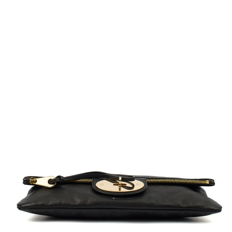 Picture of Mulberry Clutch Postman's Lock Clutch in Black, Calfskin Leather