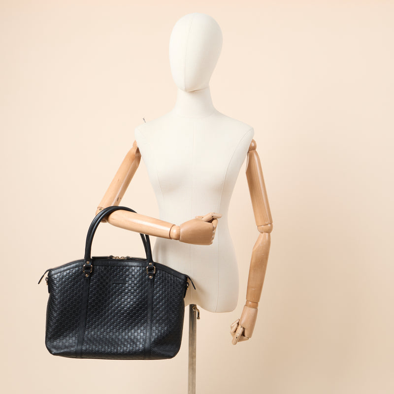 Gucci Cross Body Guccisima Tote in Black, Guccissima