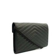 Picture of Saint Laurent Cross Body Envelope Chain Wallet in Black, Leather