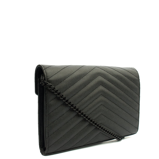 Picture of Saint Laurent Cross Body Envelope Chain Wallet in Black, Leather