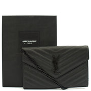 Picture of Saint Laurent Cross Body Envelope Chain Wallet in Black, Leather