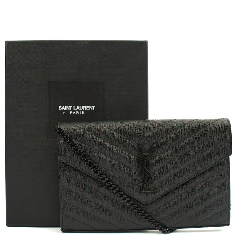 Picture of Saint Laurent Cross Body Envelope Chain Wallet in Black, Leather
