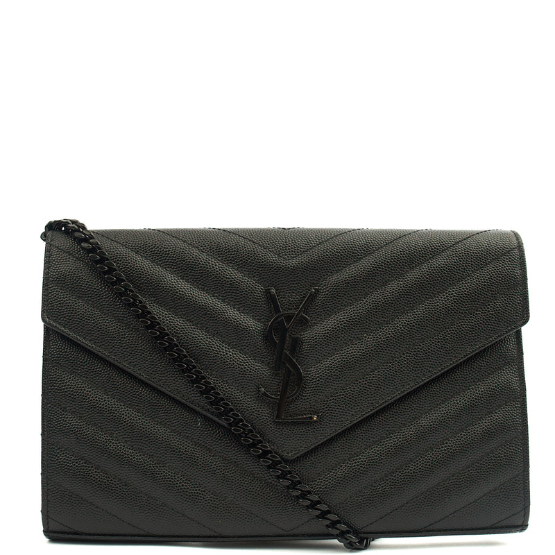 Picture of Saint Laurent Cross Body Envelope Chain Wallet in Black, Leather