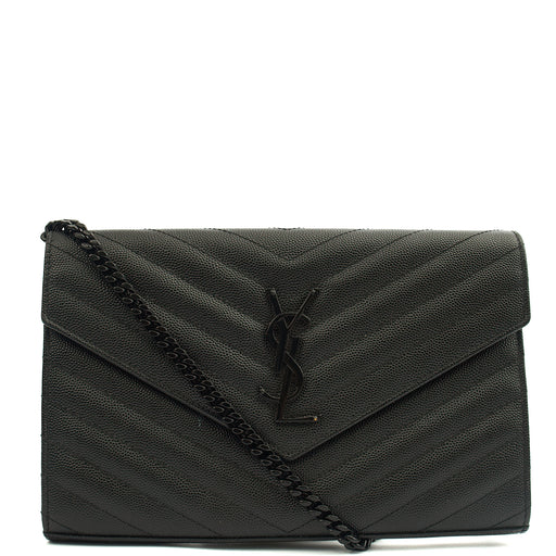 Picture of Saint Laurent Cross Body Envelope Chain Wallet in Black, Leather