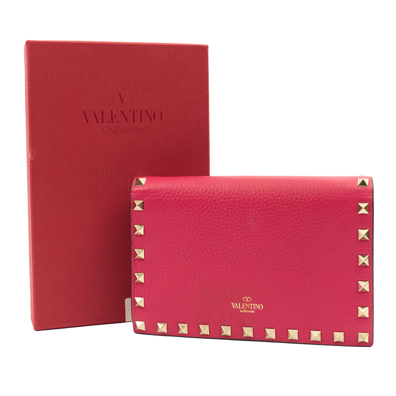 Picture of Valentino Cross Body Rockstud Spike Cross Body Clutch in Pink, Calfskin