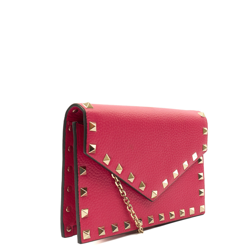 Picture of Valentino Cross Body Rockstud Spike Cross Body Clutch in Pink, Calfskin