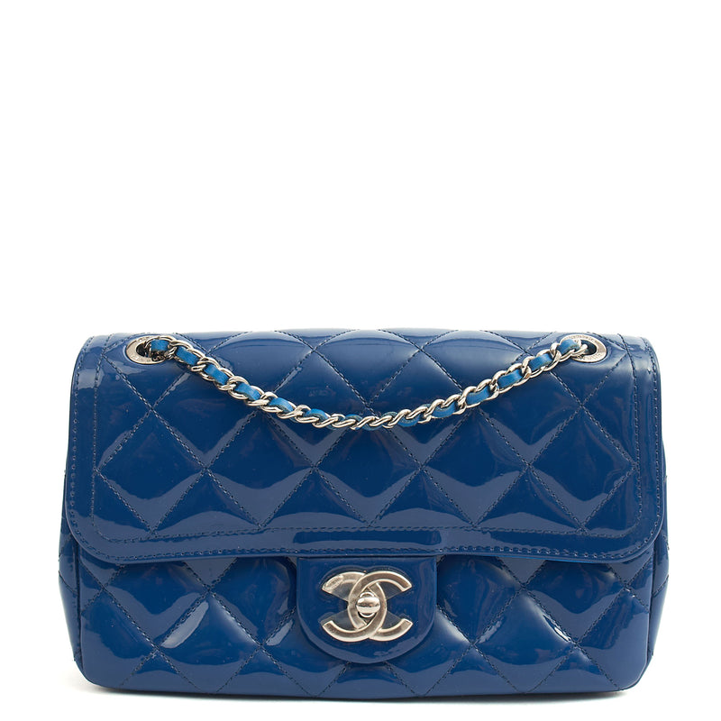 Picture of Chanel Shoulder Bag Classic Single Flap - Small in Blue, Patent Leather
