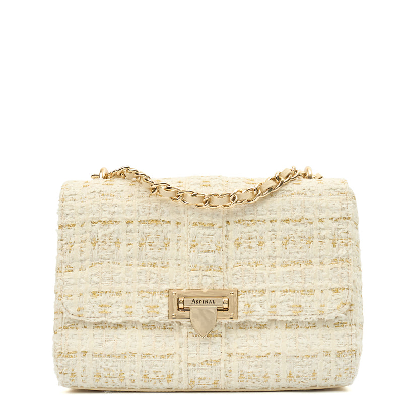 Picture of Aspinal of London Shoulder Bag Lottie in White, Fabric