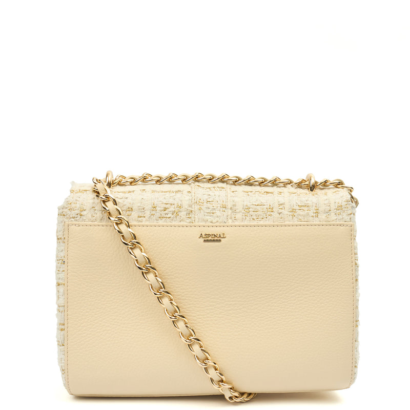 Picture of Aspinal of London Shoulder Bag Lottie in White, Fabric