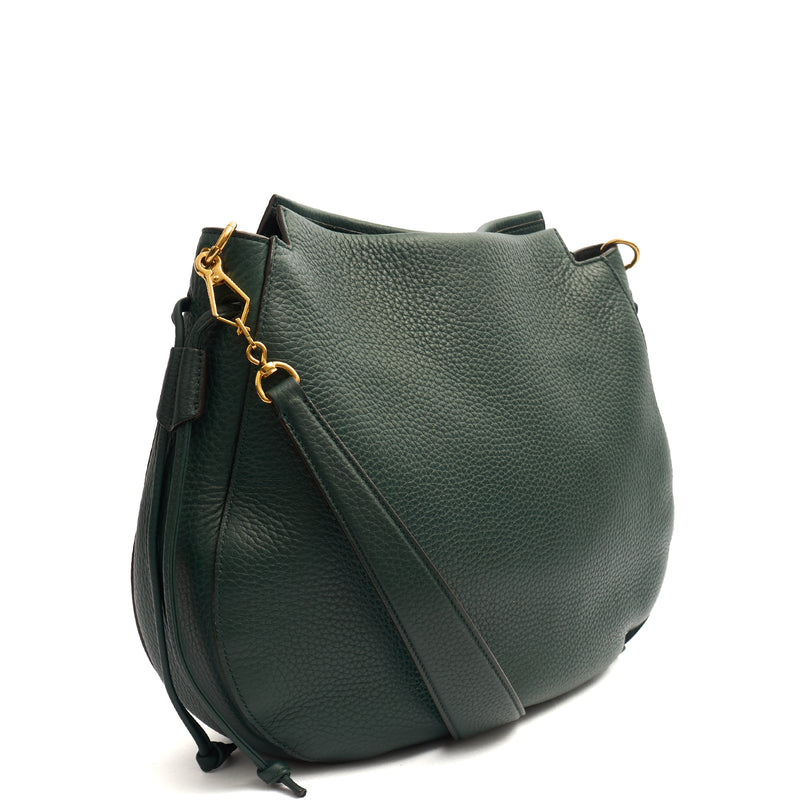 Picture of Mulberry Top Handle Iris Hobo in Mulberry Green, Calfskin Leather