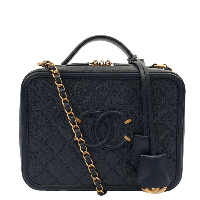 Picture of Chanel Shoulder Bag CC Filigree Vanity Case in Blue, Leather