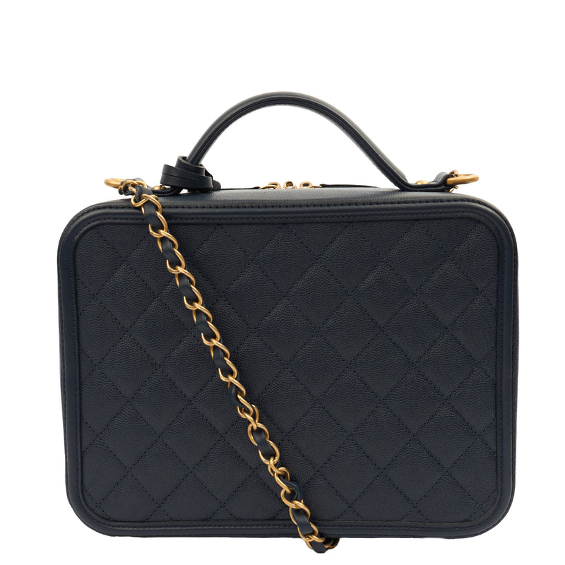 Picture of Chanel Shoulder Bag CC Filigree Vanity Case in Blue, Leather