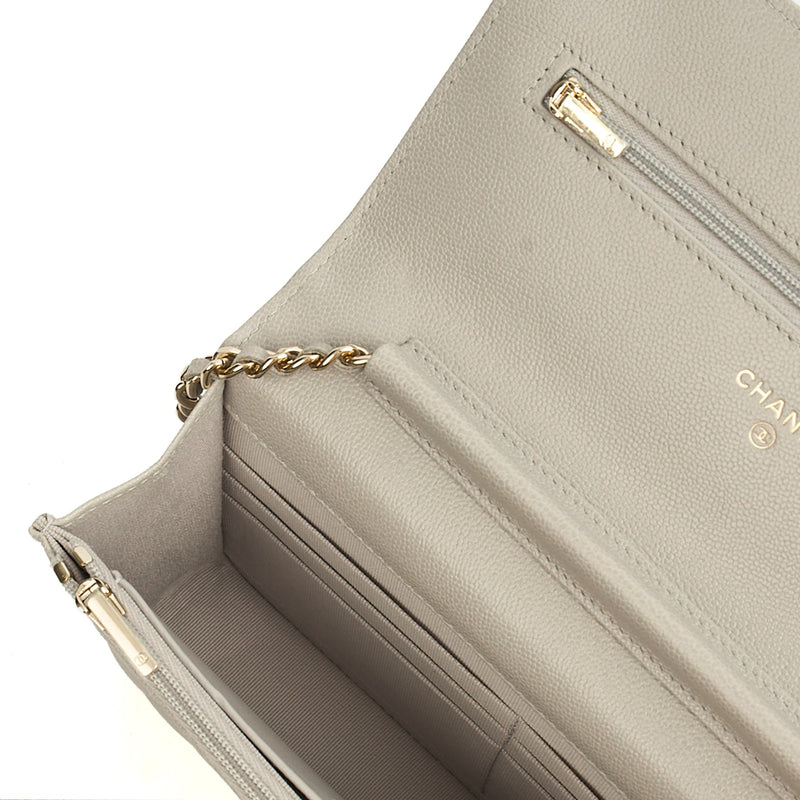 Picture of Chanel Cross Body Wallet on Chain in Grey, Caviar Leather