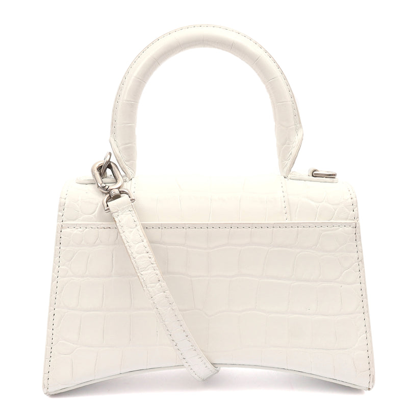Picture of Balenciaga Mini Bag Hourglass Top Handle Small in White, Exotic Effect Leather