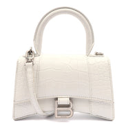 Picture of Balenciaga Mini Bag Hourglass Top Handle Small in White, Exotic Effect Leather