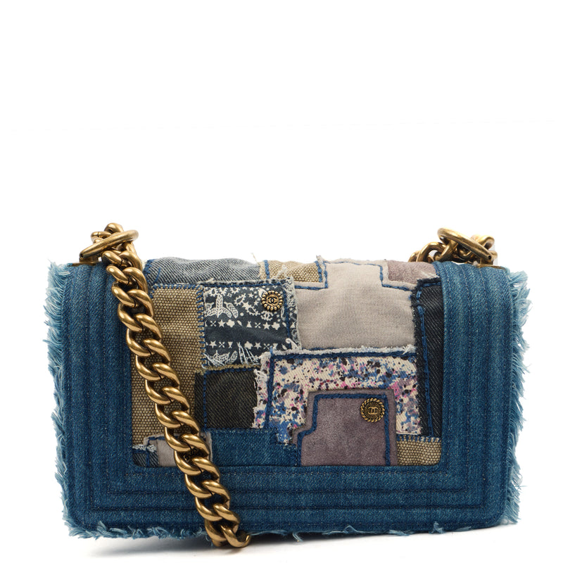 Picture of Chanel Shoulder Bag Boy - Small in Blue, Fabric