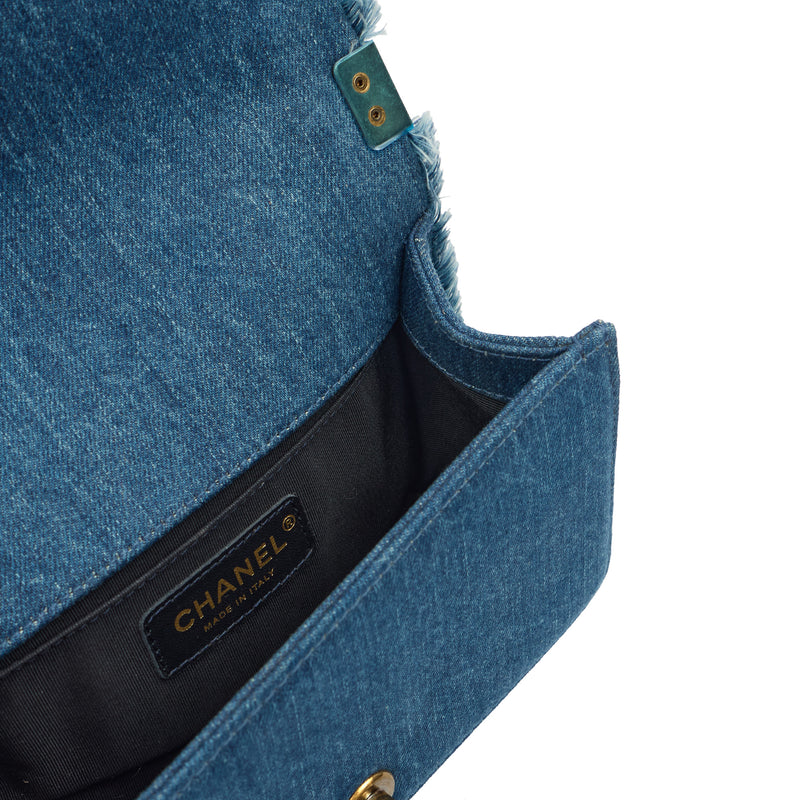 Picture of Chanel Shoulder Bag Boy - Small in Blue, Fabric