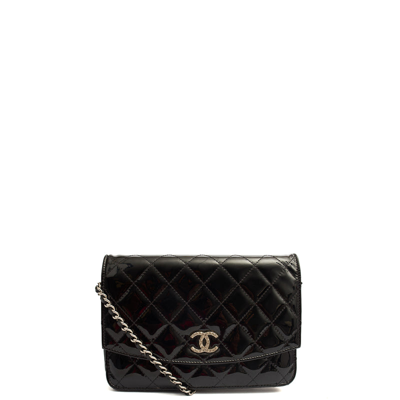 Picture of Chanel Cross Body Wallet on Chain in Black, Patent Leather