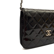 Picture of Chanel Cross Body Wallet on Chain in Black, Patent Leather