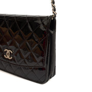 Picture of Chanel Cross Body Wallet on Chain in Black, Patent Leather