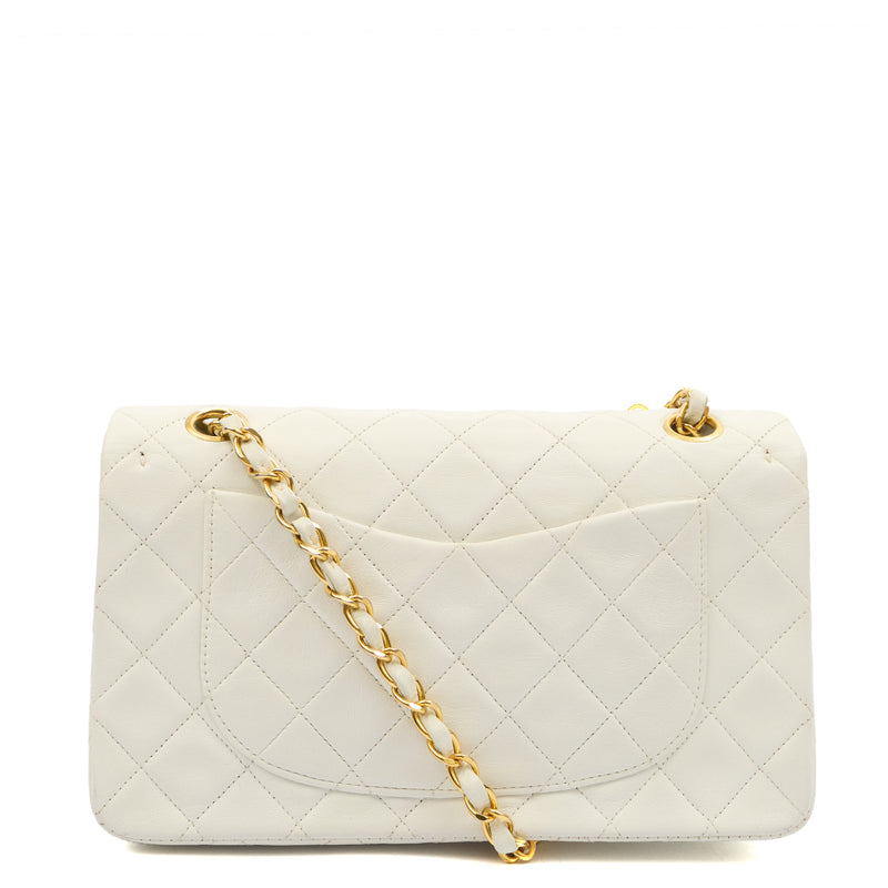 Chanel Shoulder Bag Classic Double Flap - Medium in White, Lambskin Leather
