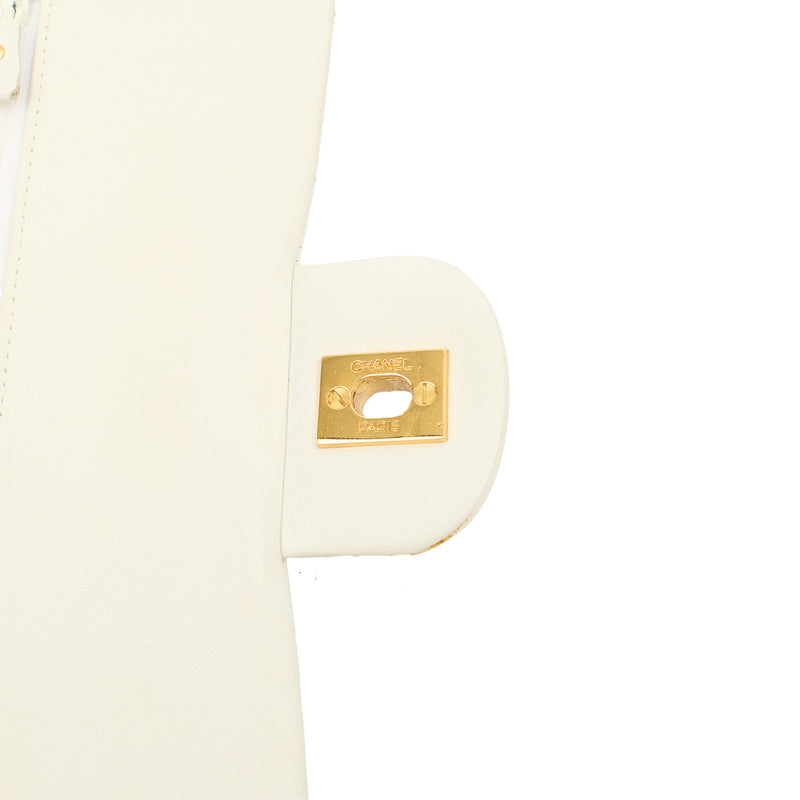 Chanel Shoulder Bag Classic Double Flap - Medium in White, Lambskin Leather