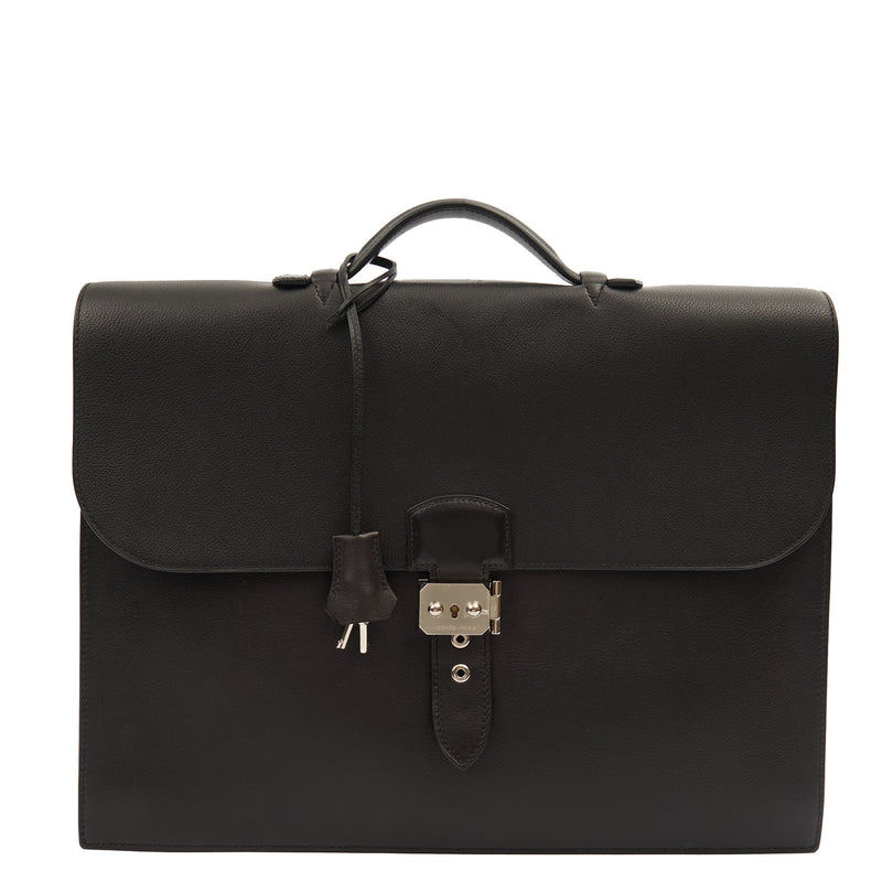 Hermes Sac a Depeches Briefcase in Black, Evercolour