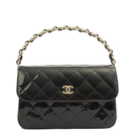 Picture of Chanel Top Handle Flap Bag With Top Handle in Black, Patent Leather