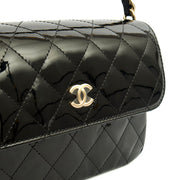 Picture of Chanel Top Handle Flap Bag With Top Handle in Black, Patent Leather