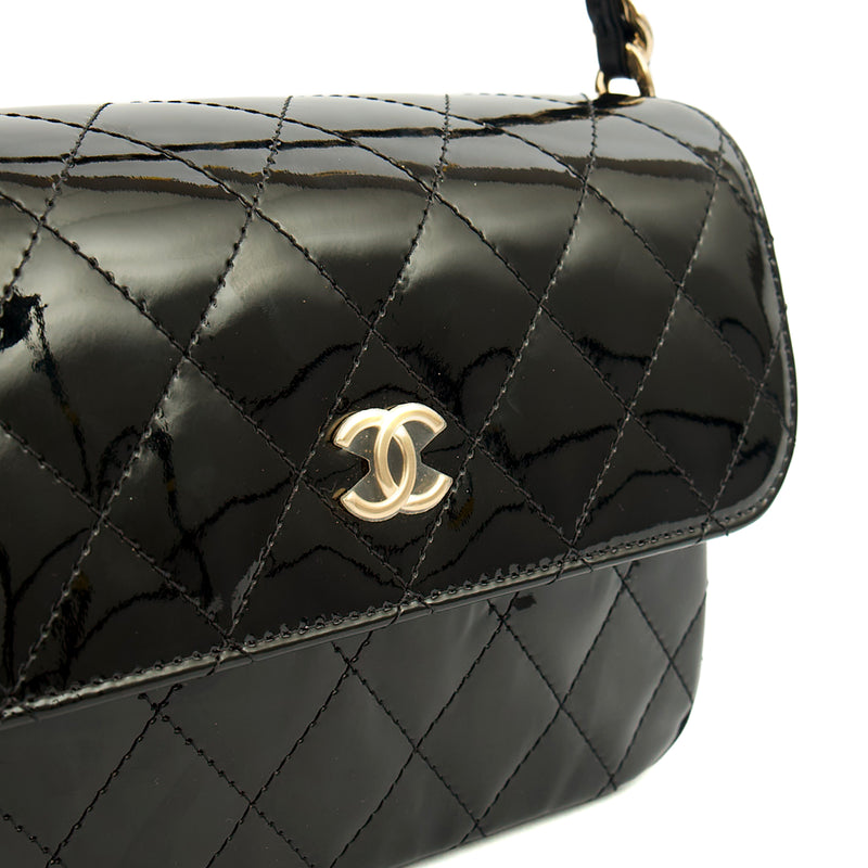 Picture of Chanel Top Handle Flap Bag With Top Handle in Black, Patent Leather