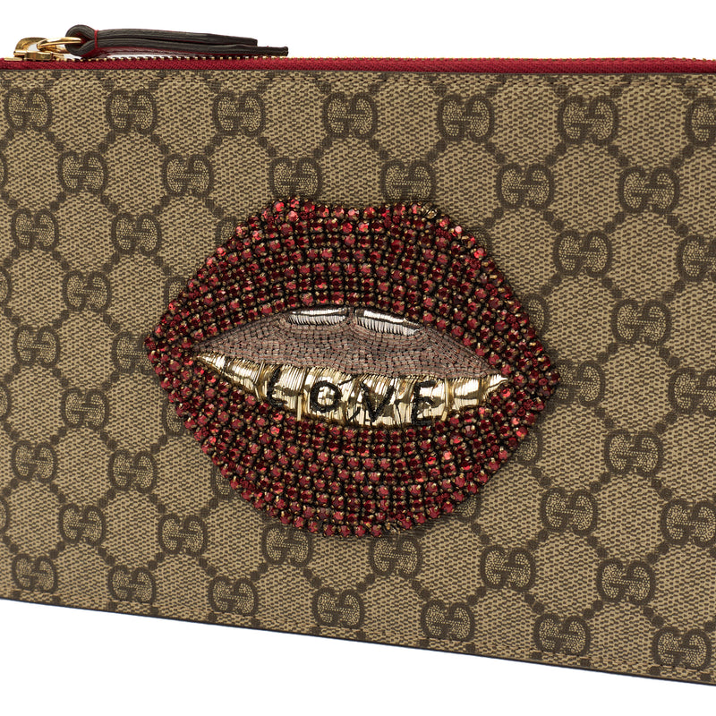 Picture of Gucci Clutch GG Supreme - Pouch in Red, Leather