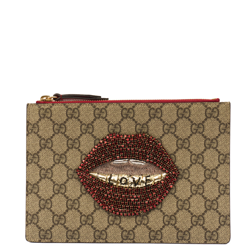 Picture of Gucci Clutch GG Supreme - Pouch in Red, Leather