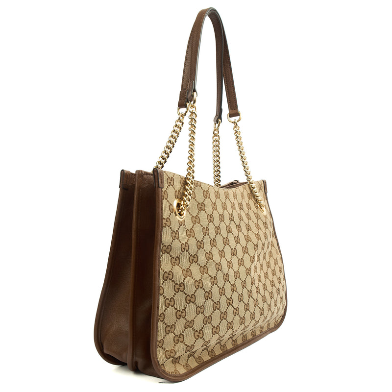Picture of Gucci Tote Horsebit 1955 Tote in Brown, Fabric