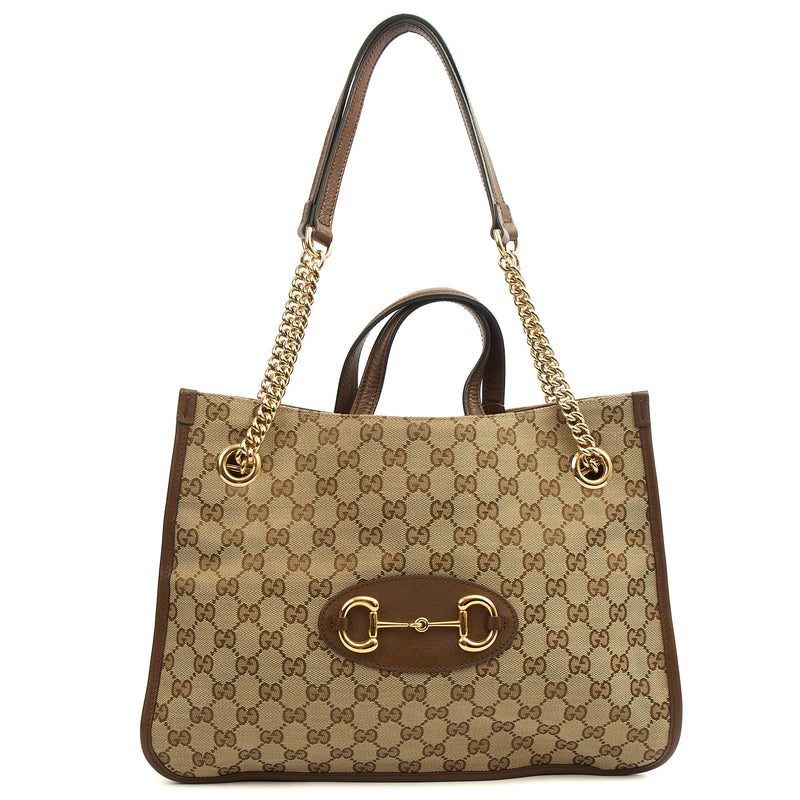 Picture of Gucci Tote Horsebit 1955 Tote in Brown, Fabric