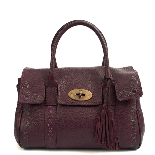 Picture of Mulberry Top Handle Bayswater- Small in Burgundy, Calfskin Leather