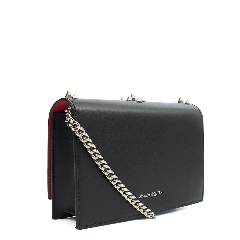 Picture of Alexander McQueen Cross Body Skull Lock Shoulder Bag - Small in Black, Leather