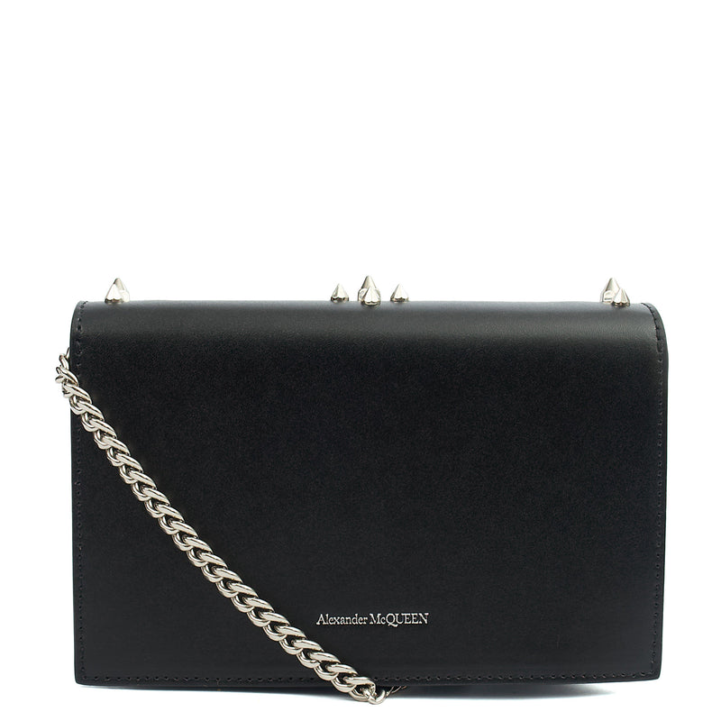 Picture of Alexander McQueen Cross Body Skull Lock Shoulder Bag - Small in Black, Leather